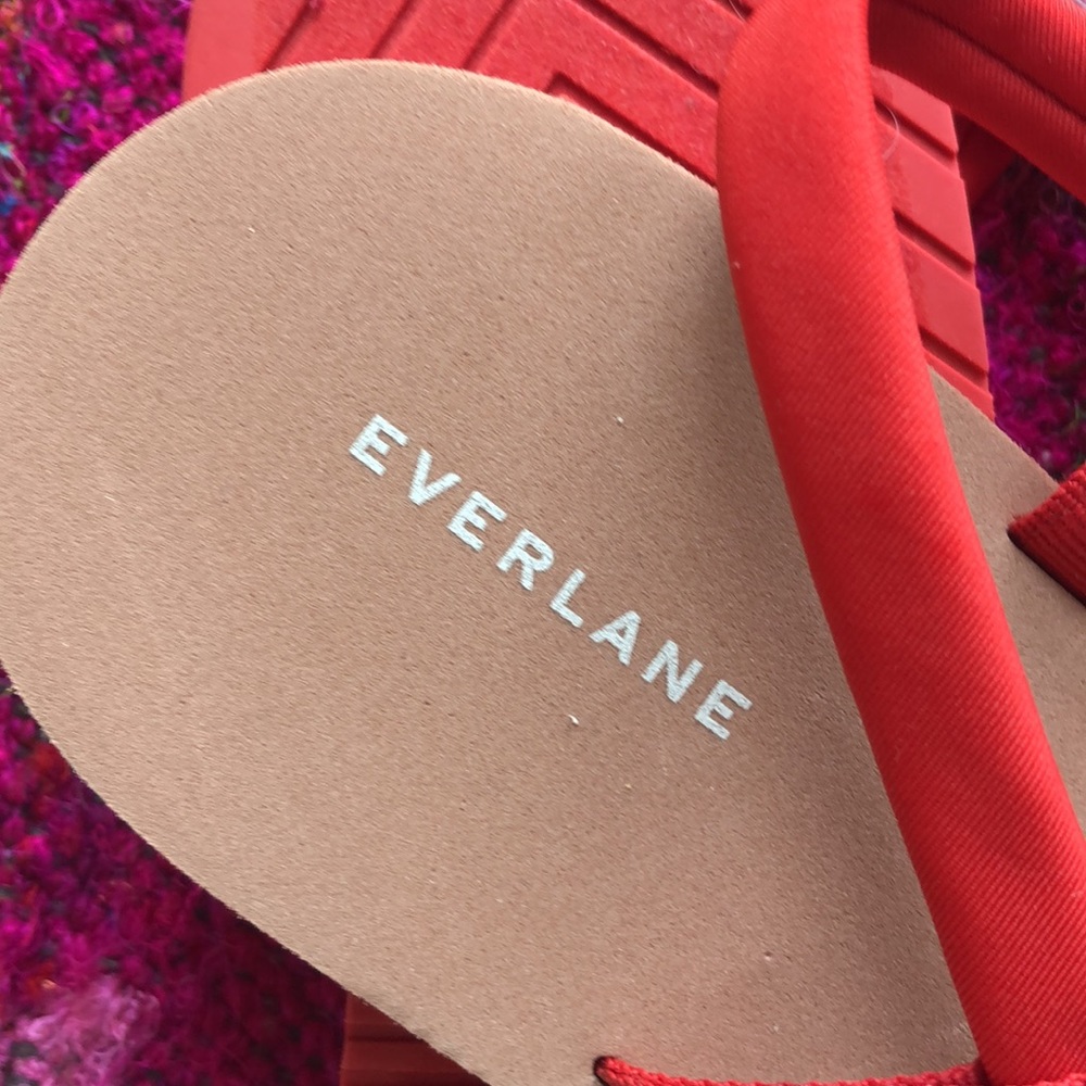 Everlane Red Strap Flat Sandals - Picture 3 of 4